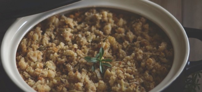 acadian potato and bread stuffing with savory | conifères & feuillus