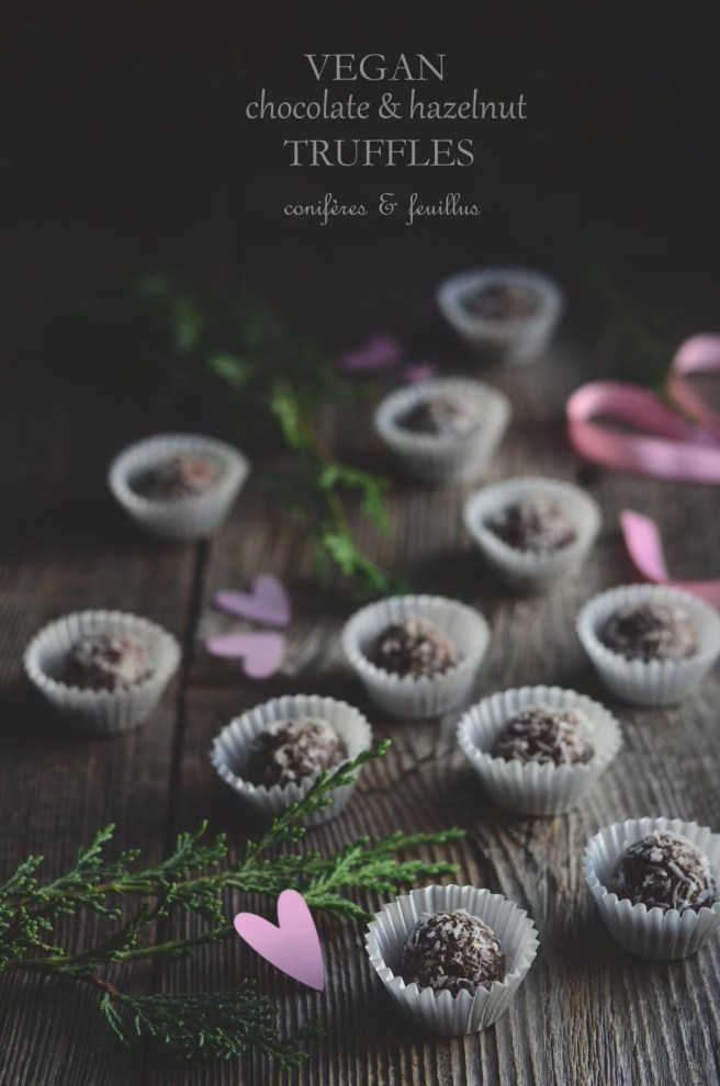 vegan chocolate and hazelnut truffles