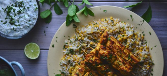 Spicy Indian Grilled Chicken with Cucumber Raita | conifères & feuillus