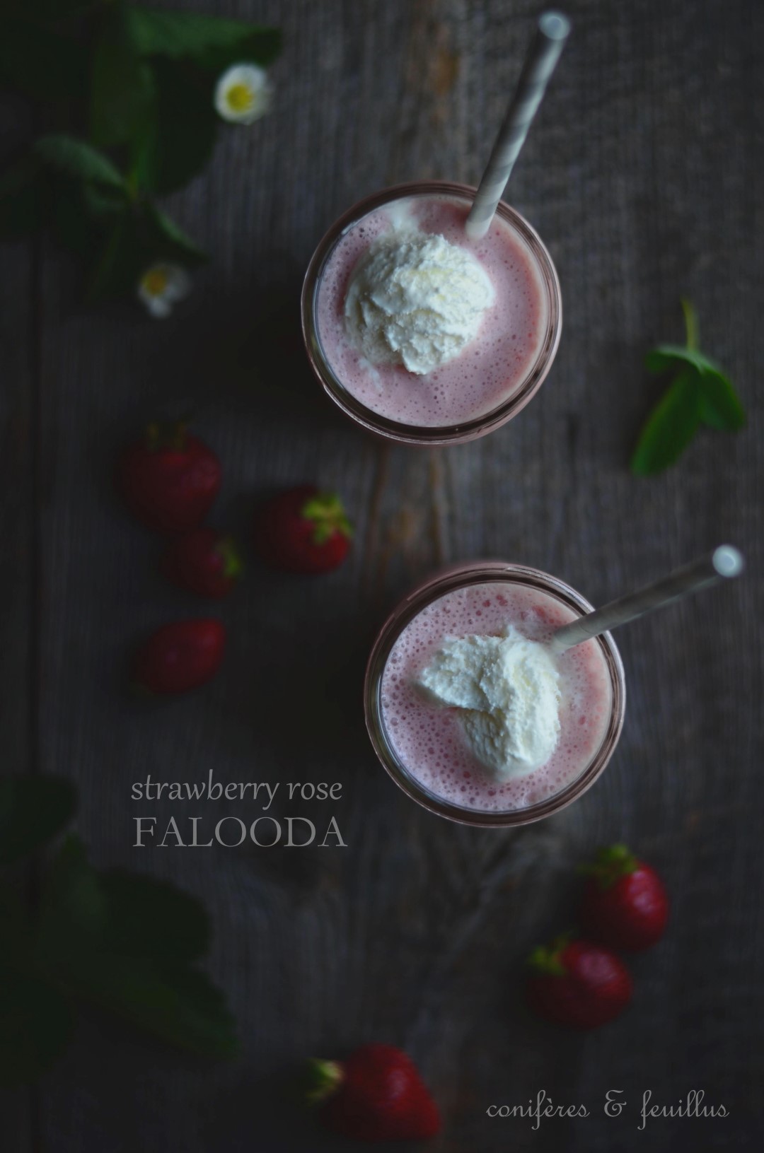 healthy strawberry rose falooda